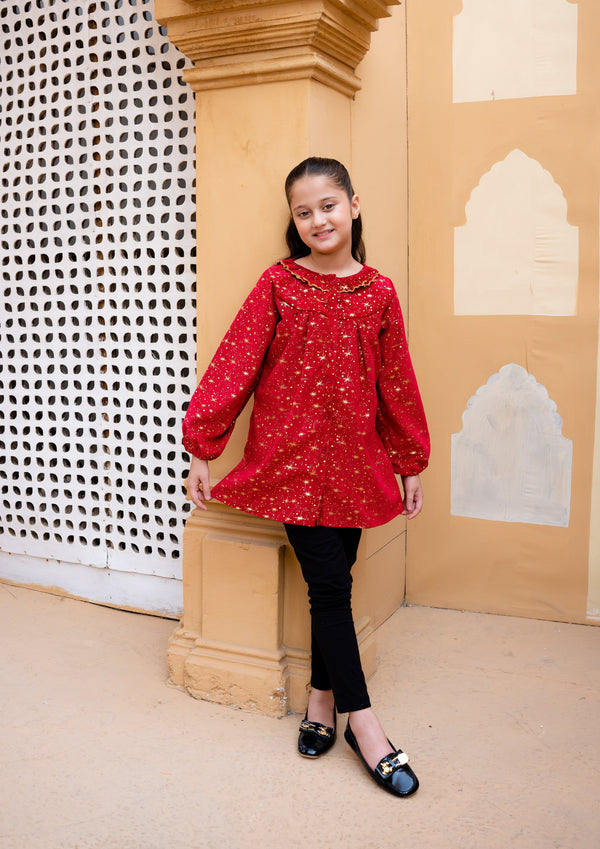 Al Qaswa - Girls Red Corduroy Top
