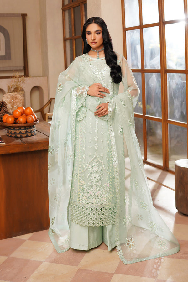 Maryams - Jade Whisper Unstitched 3PC Embroidered Organza Luxury Pakistani Dress