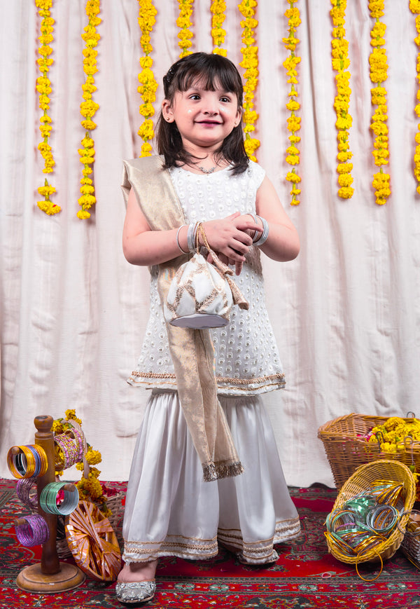 Canvas Kids - Beauty in white Festive Wear Dress For Girls
