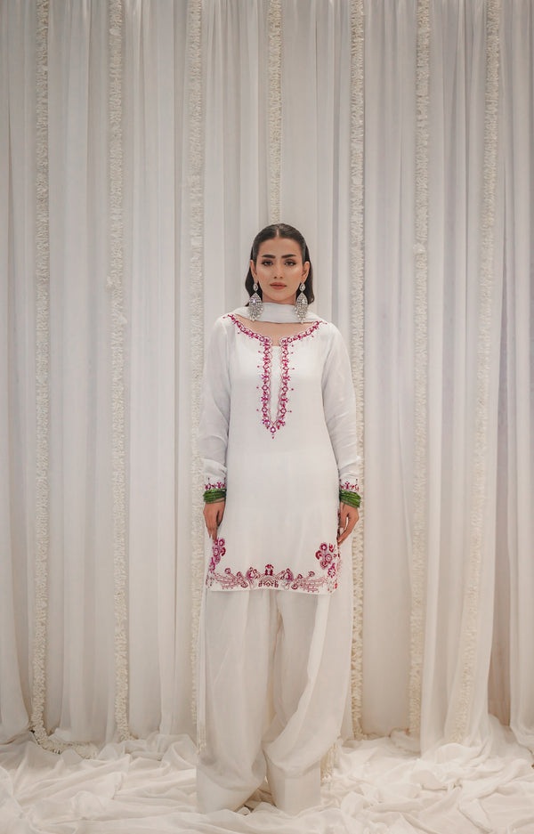 Fatiqa Shazib - GULABI 3 Piece Stitched Korean raw Silk Eastern Wear