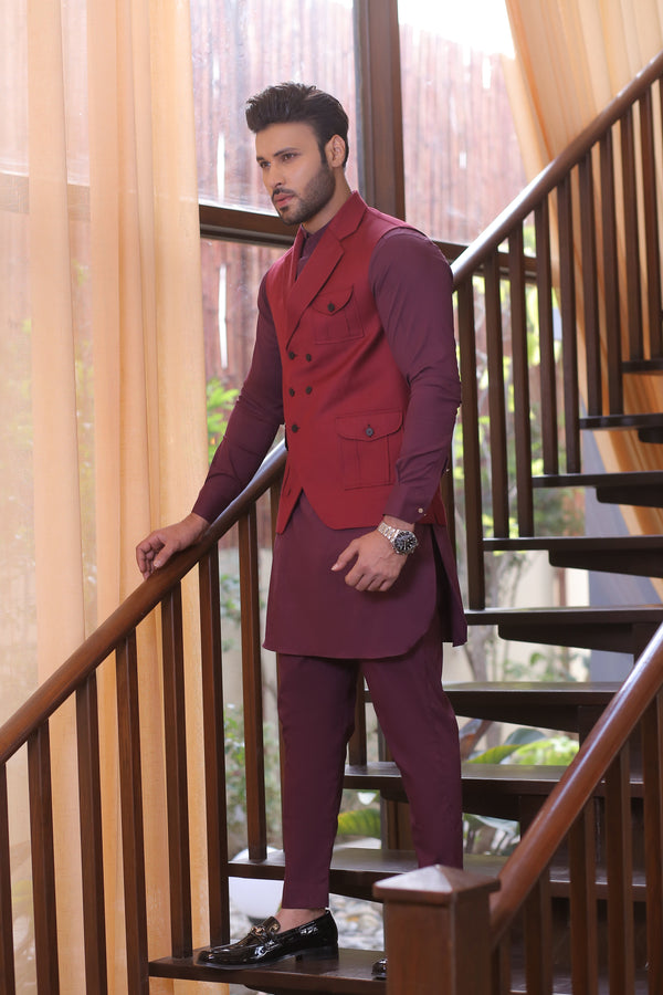Edge Republic - ER  WC 1052 Maroon Waist Coat