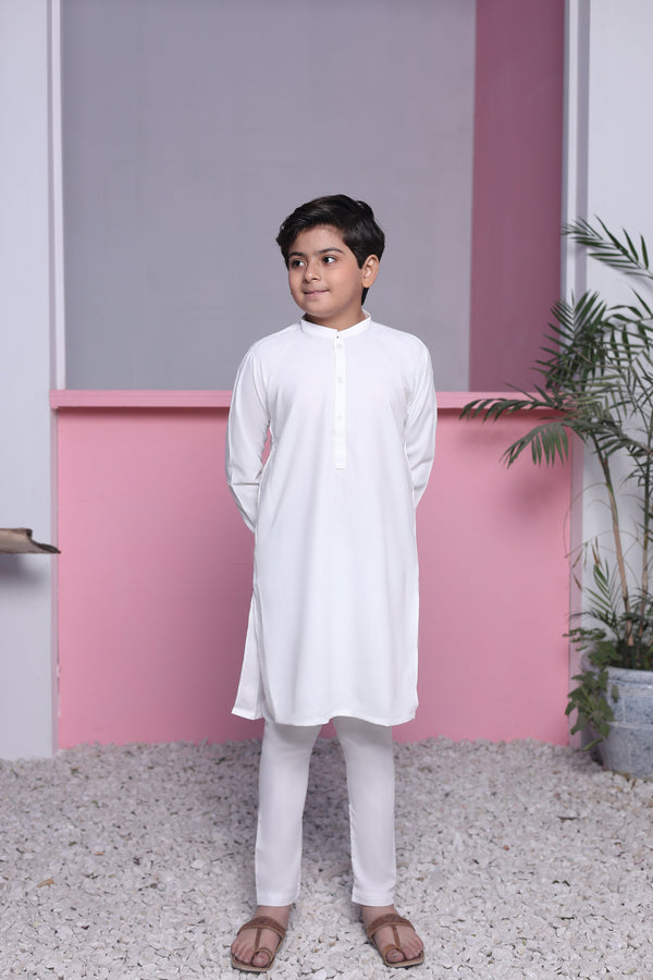 Hassanjee - White kameez shalwar - KS 21