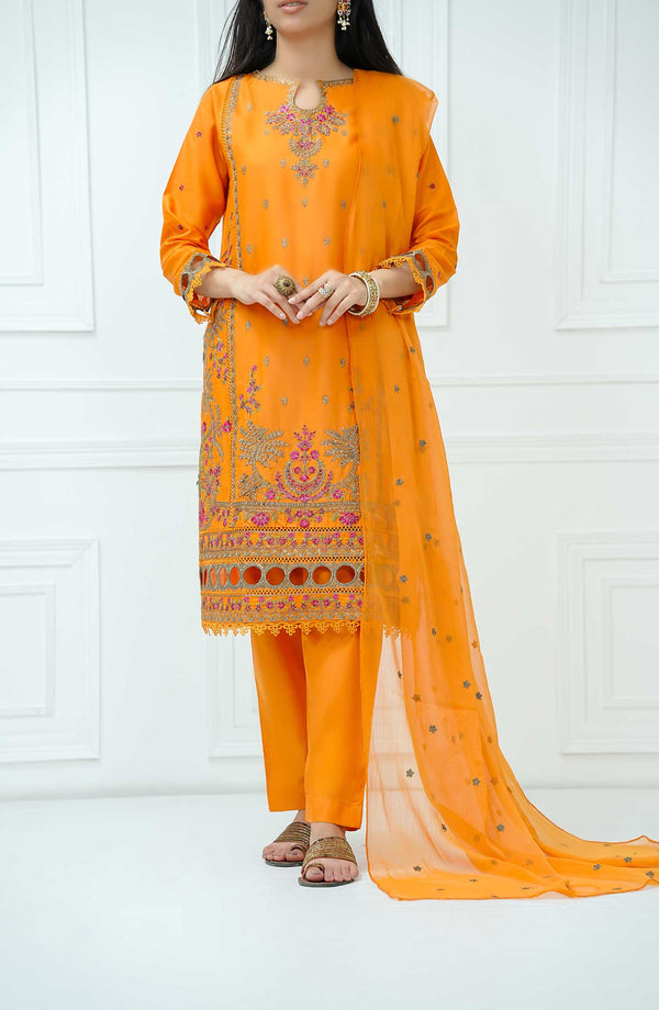 Amna Khadija - Kastoor Luxury Embroidered Cotton 3 Piece Sea Green-D-05 - Drop II