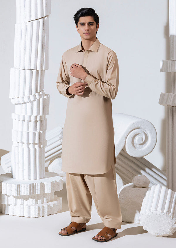 Bonanza Satrangi - L-Brown-Blended-Shalwar Suit  - (M25SSE2037)