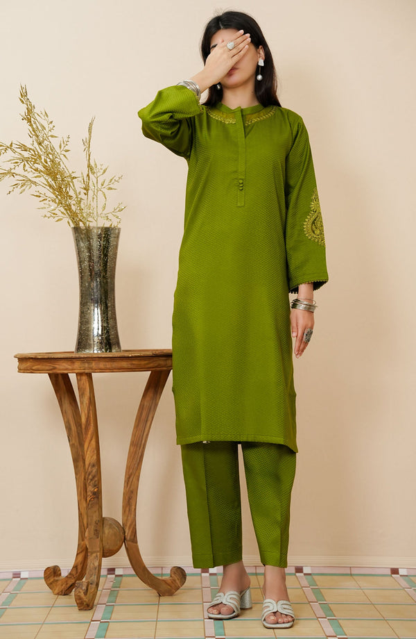 Amna Khadija - Maahe Luxe Pret Premium Jacquard 2 Piece Lime Green D-06