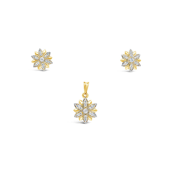 Nuqrah - Lotus Earring Set with Matte Silver and Golden Polish