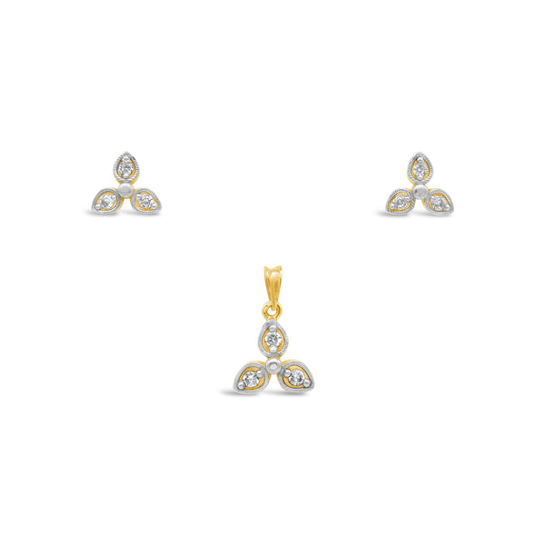Nuqrah - Lotus Studs Set Zircon Stome Handcrafted in Silver 925