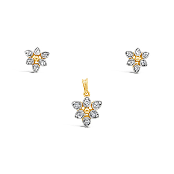 Nuqrah - Zircon Stud set Handcrafted Silver Jewelery With  Matte Silver and Golden Polish