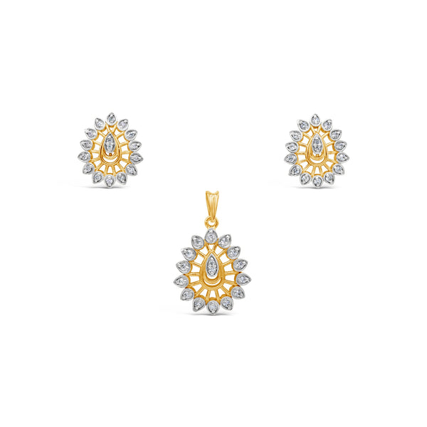 Nuqrah - Teardrop Filigree Set Handcrafted Silver Jewelery With  Silver and Golden Polish