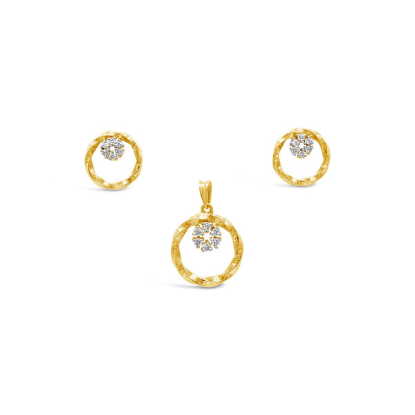 Nuqrah - Twisted Circular Set Handcrafted Silver Jewelery With  Golden Polish