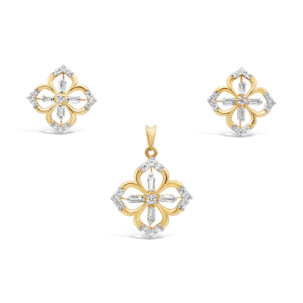 Nuqrah - Quatrefoil Set Handcrafted Silver Jewelery With  Silver and Golden Polish