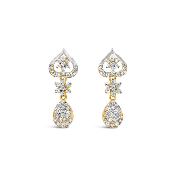 Nuqrah - Zircon Dangling Earrings Handcrafted Silver Jewelery With  Silver and Golden Polish