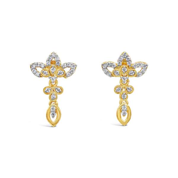 Nuqrah - Lotus Drop Earrings Handcrafted in Silver 925 Golden Polish