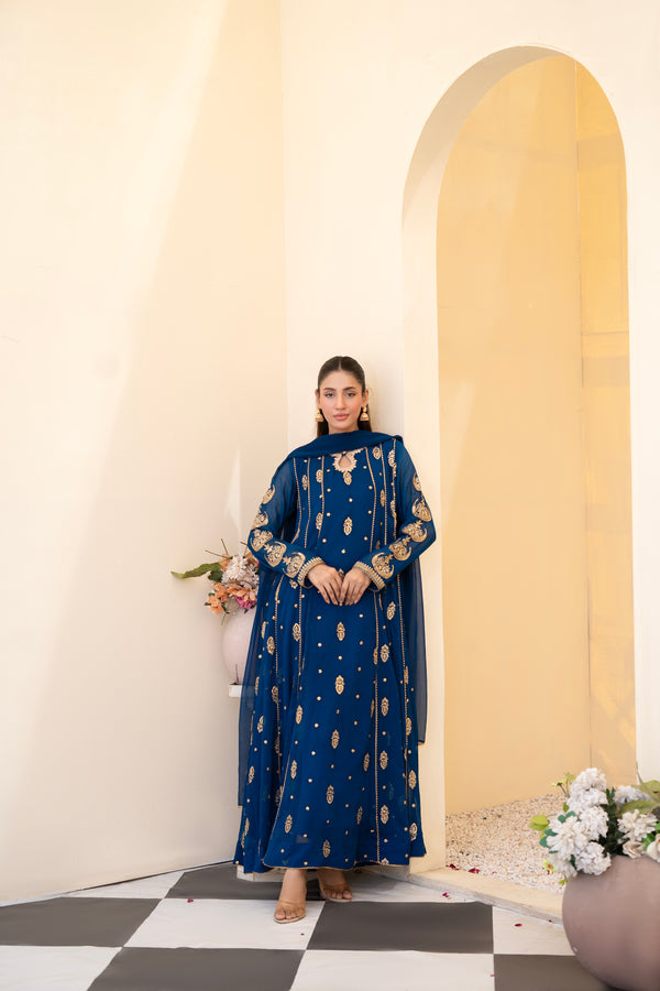 Ayesha Closet  - Surtaal 3Pcs Pret Chiffon Embroidered Teal