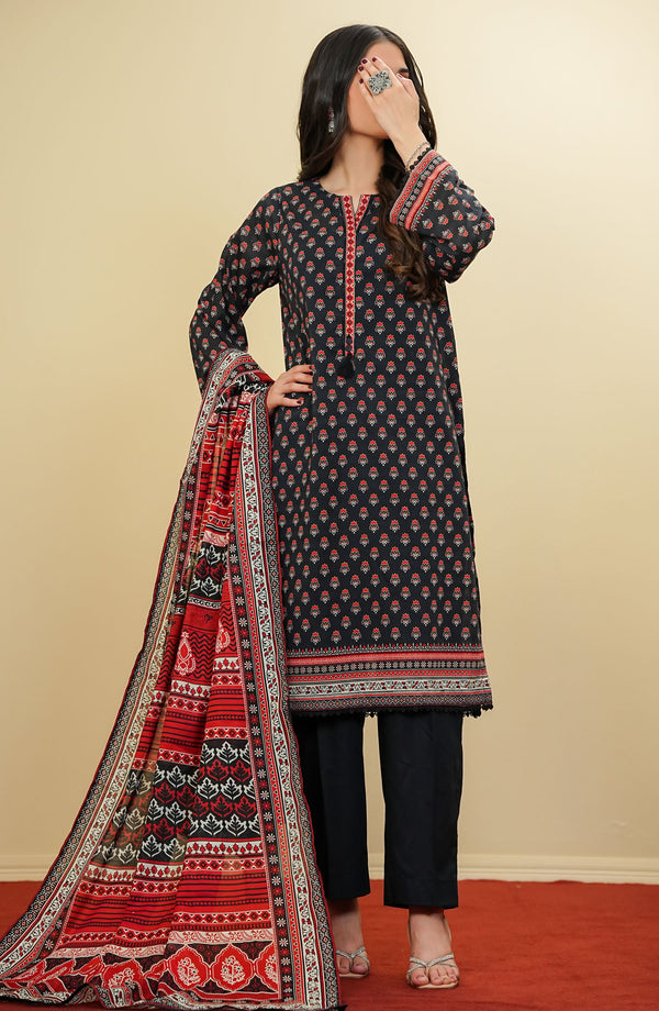 Amna Khadija - Satori Festive Printed 3 Peice Lawn Black D-01