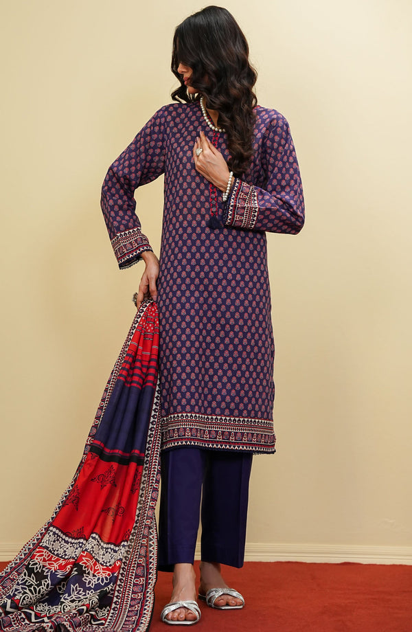 Amna Khadija - Satori Festive Printed 3 Peice Lawn Purple D-03