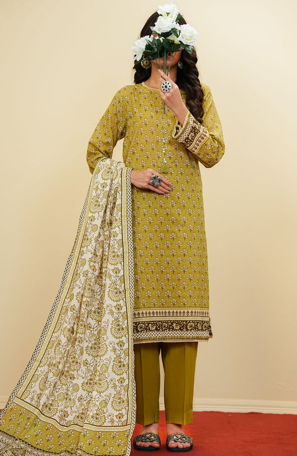 Amna Khadija - Satori Festive Printed 3 Peice Lawn Yellow D-04