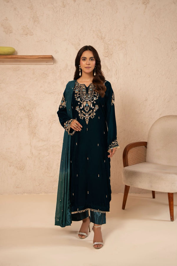 Desi Stitch - Ayla Velvet Edit  Eastern Winter Wear Pakistani Dress