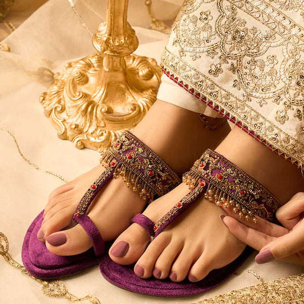 Dazzle By Sarah - Manjhli (Purple) Slippers