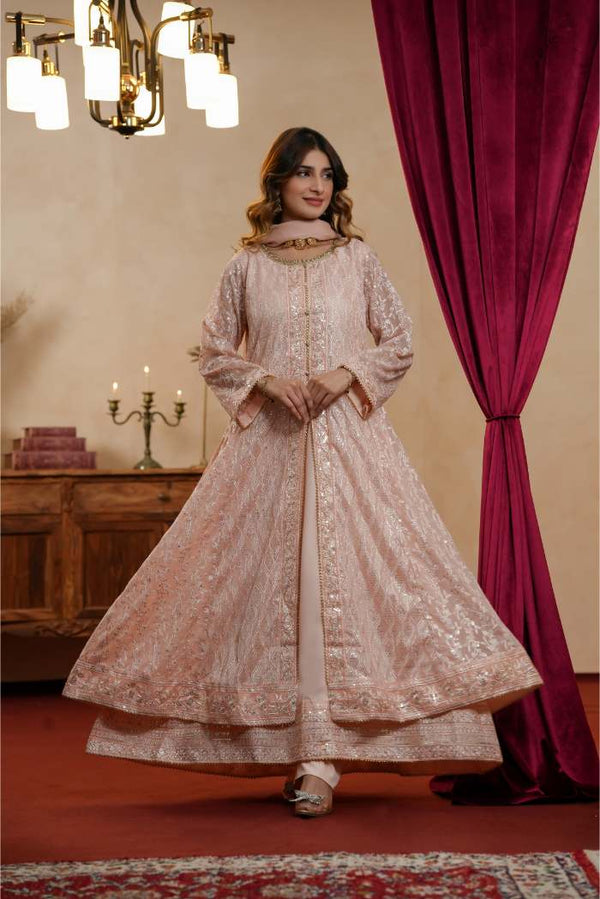 Al Siyaab - 3 Piece Sana Peach Pakistani Dress
