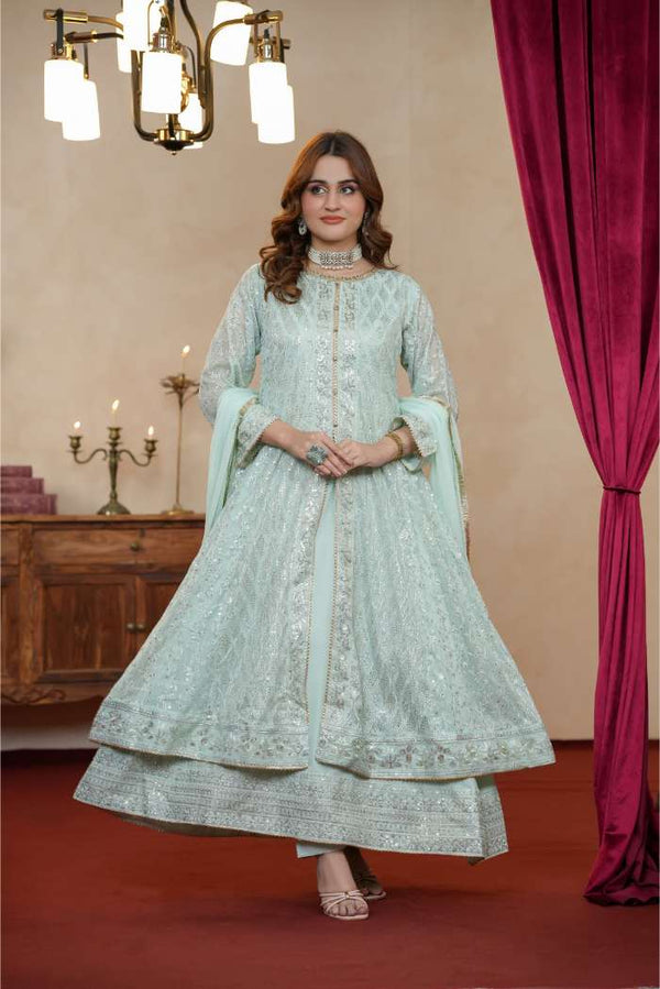 Al Siyaab - 3 Piece Sana Mint Green Pakistani Dress