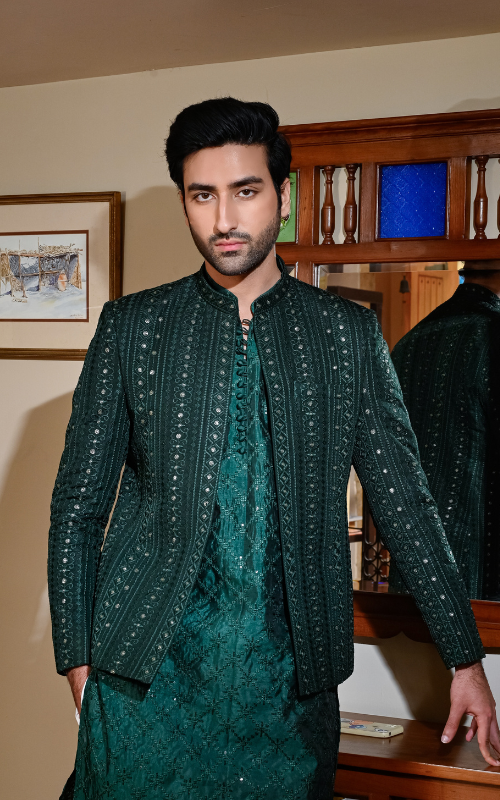 HK Fashion - Emerald Green Prince Coat