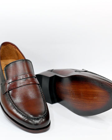 Peshawari - Milan Penny Brown Handcrafted Traditional Mens Footwear